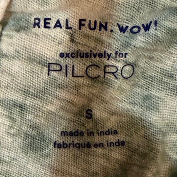 Real Fun Wow T-Shirt Green White Tie Dye Graphic Size S Anthropologie Exclusive - Picture 10 of 10